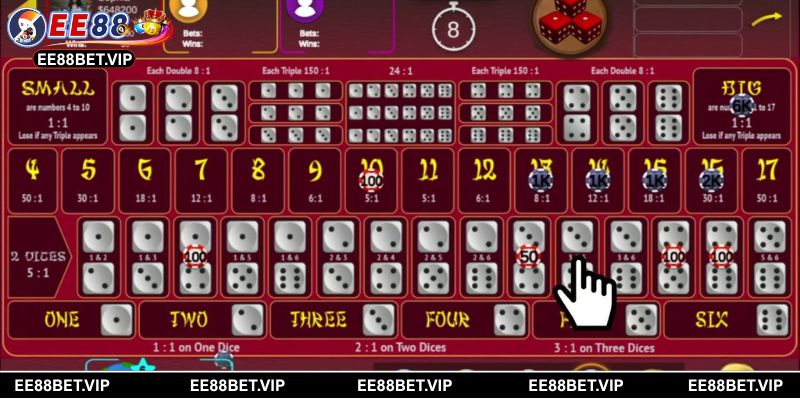 Giao diện bàn cược Sicbo với dealer và xúc xắc sinh động