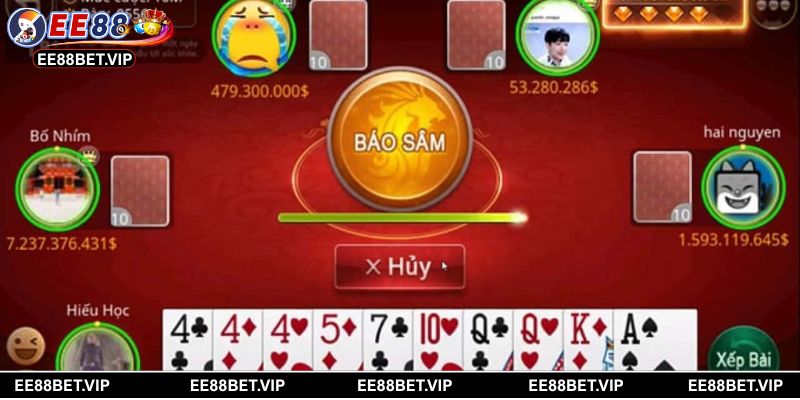 Giao diện game Sâm Lốc với hiệu ứng bắt mắt và bàn chơi trực quan