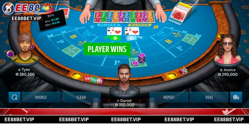 Không gian sảnh casino hiện đại, dealer trực tuyến tương tác cùng người chơi